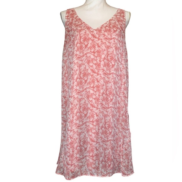 Charles Henry Floral Pattern Tank Mini Dress in Pink/Coral & White Size Medium - Picture 1 of 6